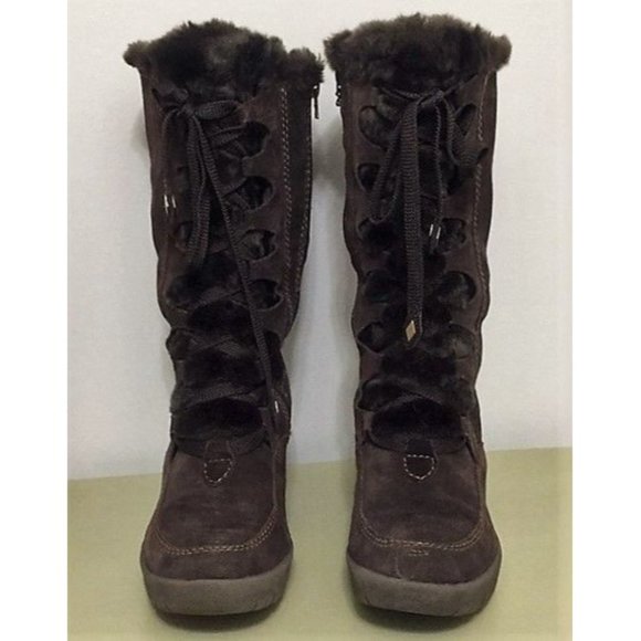 Brillant Brown Suede WATERPROOF Wedge Lace Up Boot, Women's Size 7.5 - Picture 2 of 6